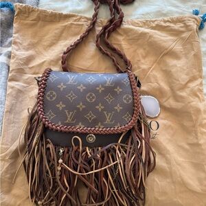 Louis Vuitton Brown Monogram Crossbody Bag with Fringe